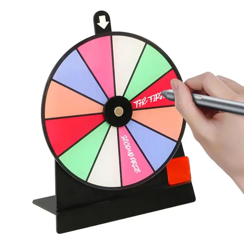 Prize Wheel with Stand – Non-Slip Wheel of Fortune Spinner, Erasable Acrylic Board, 12-Slot Tabletop Roulette Wheel