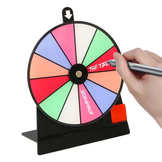 Prize Wheel with Stand – Non-Slip Wheel of Fortune Spinner, Erasable Acrylic Board, 12-Slot Tabletop Roulette Wheel