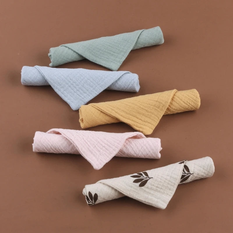 5 Pcs Baby Cotton Square Towel – Muslin Cloth, Infant Hand/Face Washcloth, Feeding Bib, Burp Cloth & Saliva Towel - Kidzy Market
