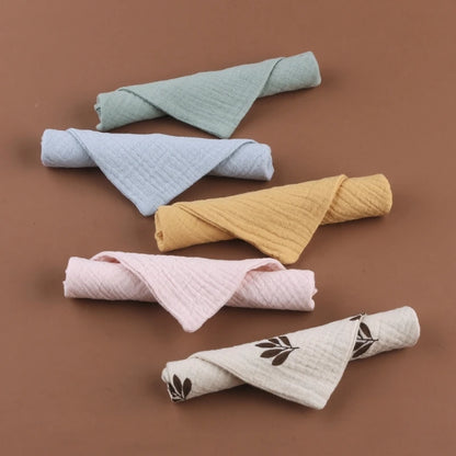 5 Pcs Baby Cotton Square Towel – Muslin Cloth, Infant Hand/Face Washcloth, Feeding Bib, Burp Cloth & Saliva Towel - Kidzy Market