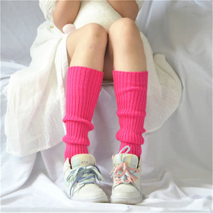 Candy Color Sweet Girl Leg Warmers - NEW Korean Knitted Foot Cover for Women | Solid Color, Autumn & Winter Stylish Elastic Long Tube Socks