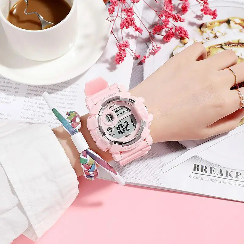 YIKAZE Kids Fashion Luminous Waterproof Alarm Clock Watch for Boys and Girls Student Smart Electronic Gift