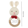 1pc Safety Wooden Baby Teether - Crochet Cartoon Long Ear Bunny Rattler with Mobile Crib Bell | Newborn Teething Toy & Handbell