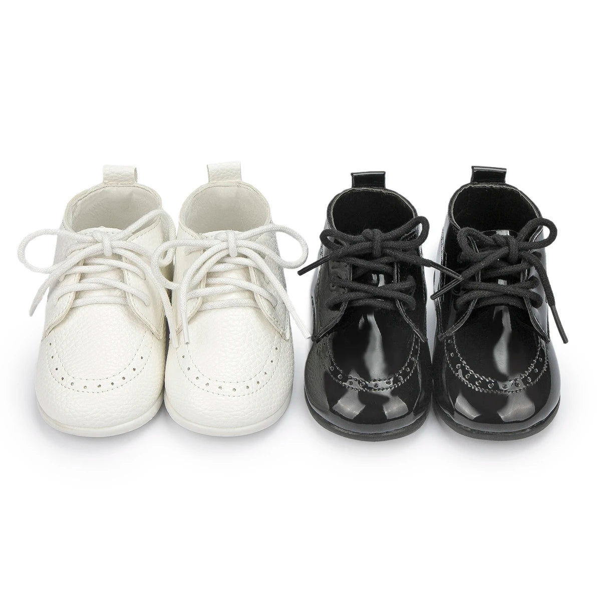 Meckior New Baby Shoes – Retro Leather Boy & Girl Toddler Shoes, Anti-Slip Rubber Sole First Walkers Crib Shoes