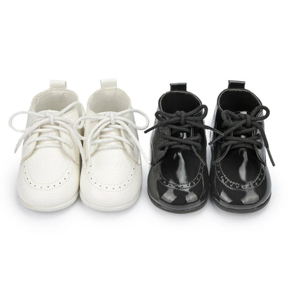 Meckior New Baby Shoes – Retro Leather Boy & Girl Toddler Shoes, Anti-Slip Rubber Sole First Walkers Crib Shoes