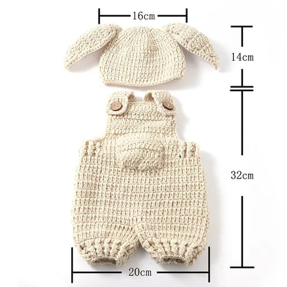 Christmas Costumes Newborn Photography Clothing Knitted Rabbit Hat Overalls and Carrot Set Baby Photoshoot Outfits