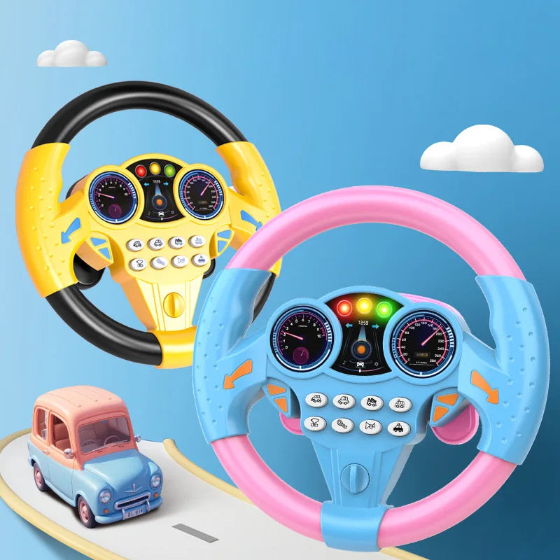 Infant Shining Simulation Steering Wheel Toy Children’s Early Education Copilot Stroller Vocal Toy