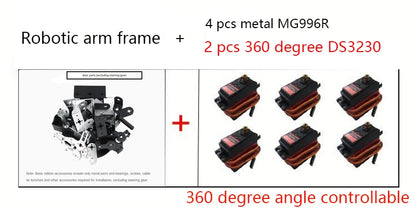 360° 6 DOF Robot Metal Alloy Mechanical Arm Claw Kit MG996R for Arduino, Robotics Educational Kit, PS2 Programmable Toy