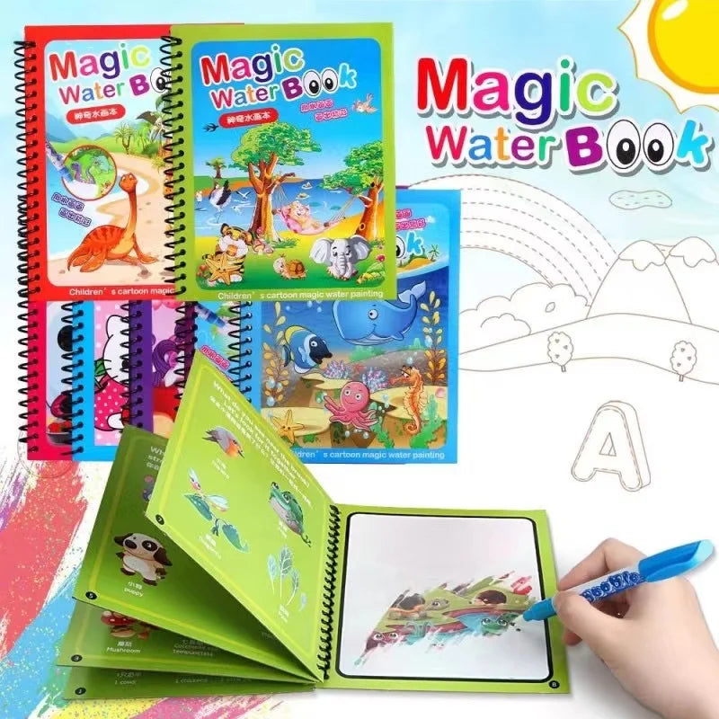 Kids Magic Water Drawing and Coloring Book – Reusable Painting Toy for Boys and Girls
