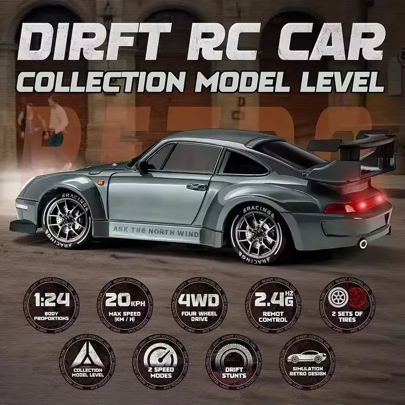 4WD RC Drift Car with LED Lights and 2.4G Remote Control 20km/h Speed