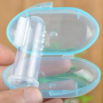 Baby Finger Toothbrush with Box, Silicone Infant Tooth Brush, Soft Rubber Training & Pet Toothbrush
