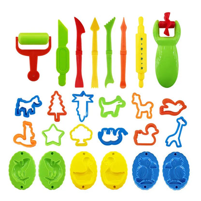 Children's DIY Plasticine Mold Modeling Clay Accessories - Play Dough Tool Kit with Plastic Set, Knife, and Mold, Educational Toys Gift for Kids