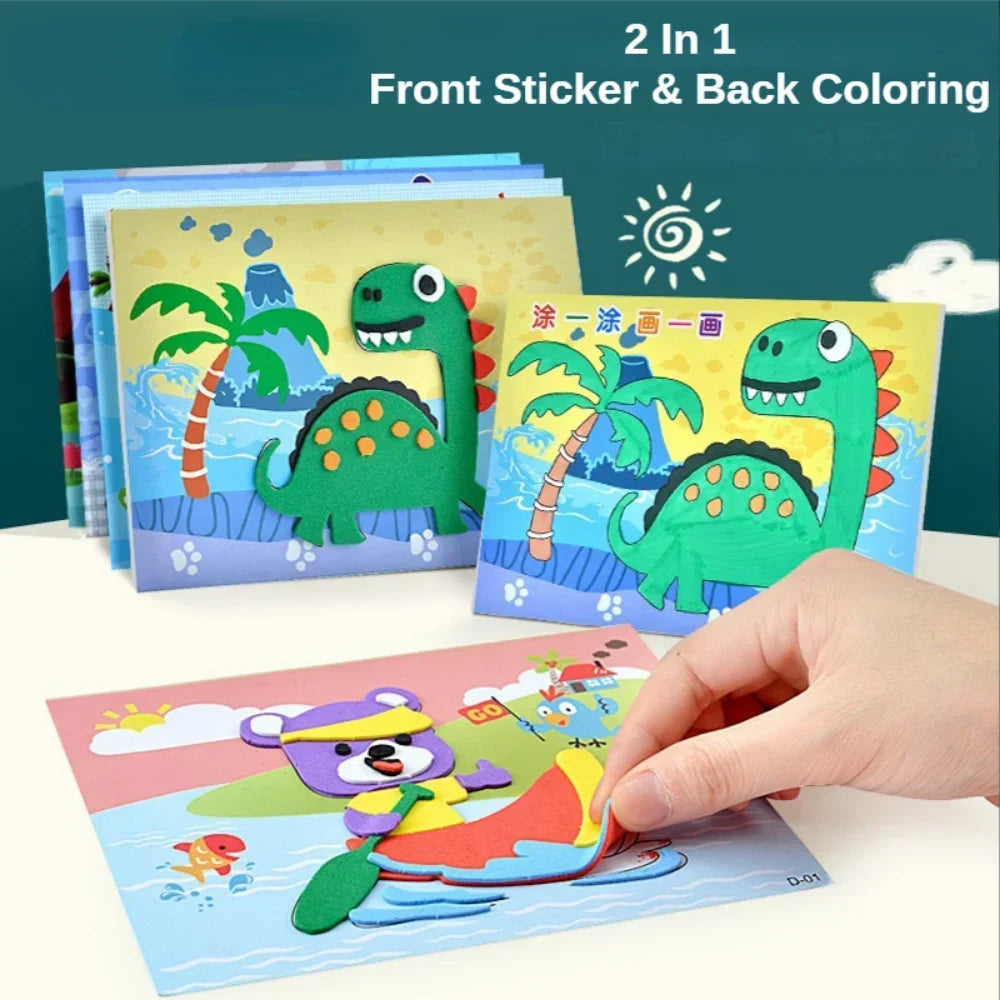 10Pcs 3D EVA Foam Sticker Puzzle Cartoon Animal Craft Toys for Kids – DIY Educational Drawing Game