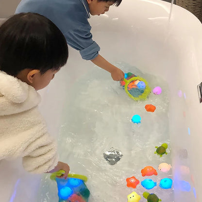 Baby LED Light Up Animal Bath Toy – Soft Rubber Floating Frogs for Kids