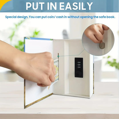 Book-Shaped Safe with Combination Lock Hidden Money Box Secret Storage Vault for Kids Birthday and Christmas Gift