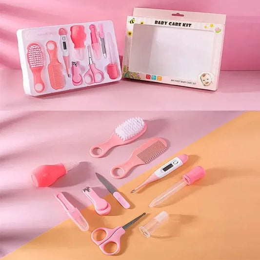 10PCS/Set Baby Health Care Kit - Kids Nail Clippers, Hair Grooming Brush, Thermometer, Teether, Toothbrush - Baby Essentials