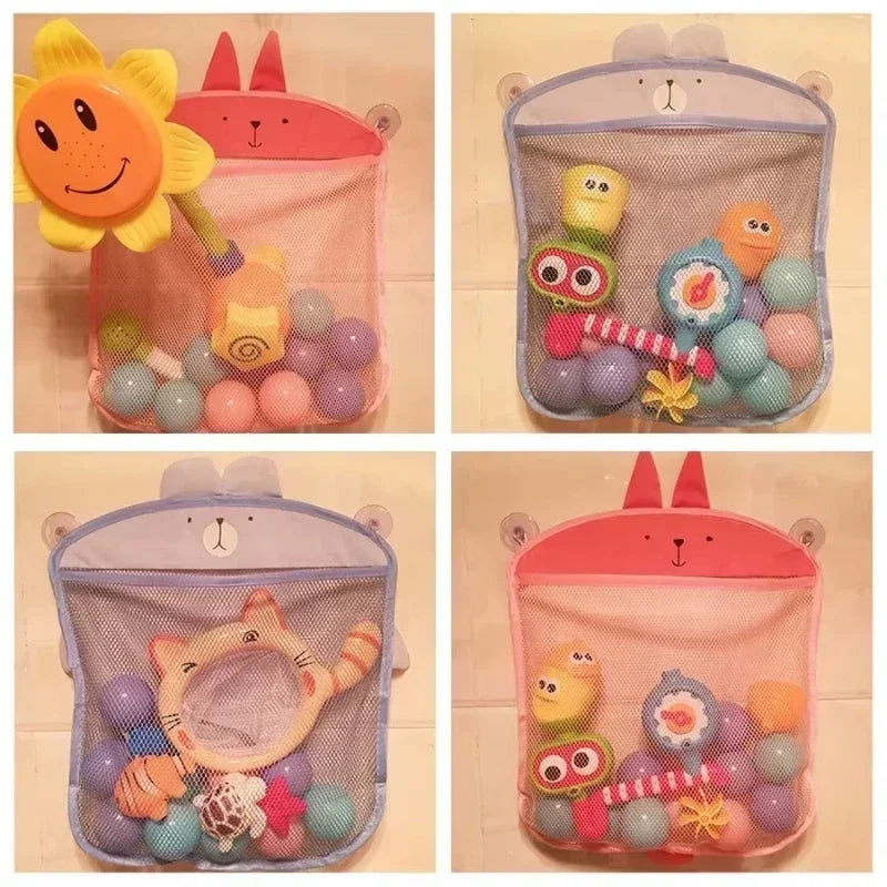 Baby Bathroom Mesh Bag – Cartoon Animal Shaped Storage Net for Bath Toys, Sucker Design for Easy Hanging