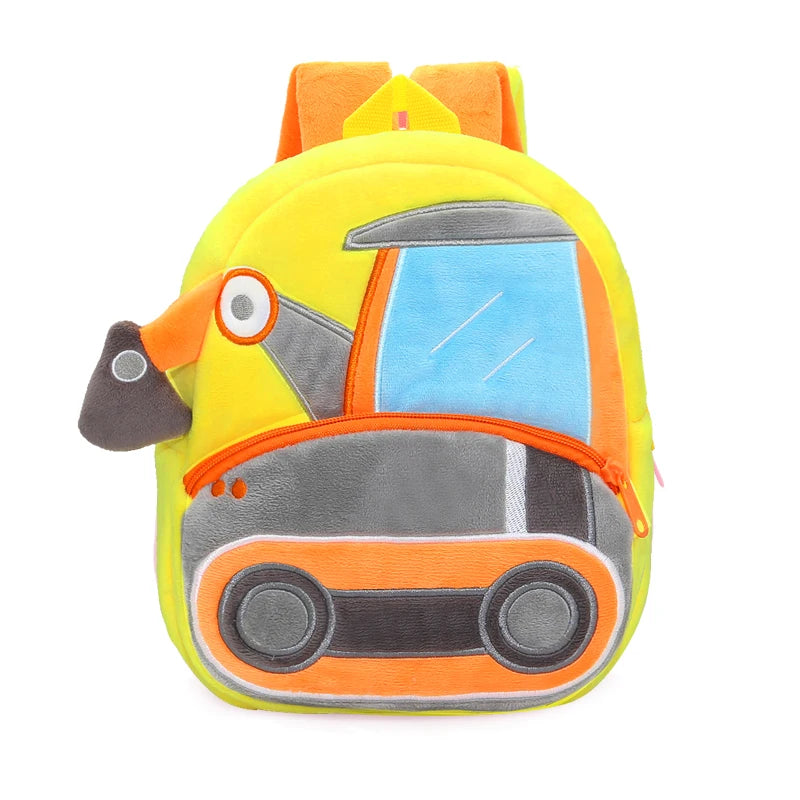 Cartoon Excavator Engineering Backpack for Kids – Plush 2-4 Years Old Small School Bag & Toy Backpack - Kidzy Market