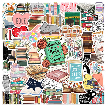 10/30/50pcs Cartoon Animal Reading Stickers – PVC Decorative Stickers for Scrapbooking, Stationery, and School Supplies for Kids