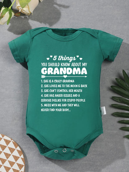 5 Things You Should Know About My Grandma Print Baby Bodysuit – Trendy Newborn One-Piece, Boy Girl Romper, Infant Jumpsuit, Toddler Clothes