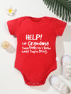 “Help Call Grandma” Letter Print Newborn Infant Rompers – Cute Short Sleeve Toddler Jumpsuit – Fashion Baby Boy & Girl Bodysuit