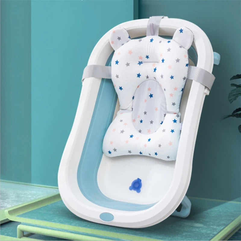 Baby Bathtub Support Seat Cushion – Foldable Adjustable Floating Safety Water Cushion for Bathtub
