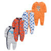 Kavkas 3/4 PCS Baby Romper Set – 100% Cotton Polka Dot Long Sleeve Jumpsuit (Newborn 0-12 Months, Summer Wear)