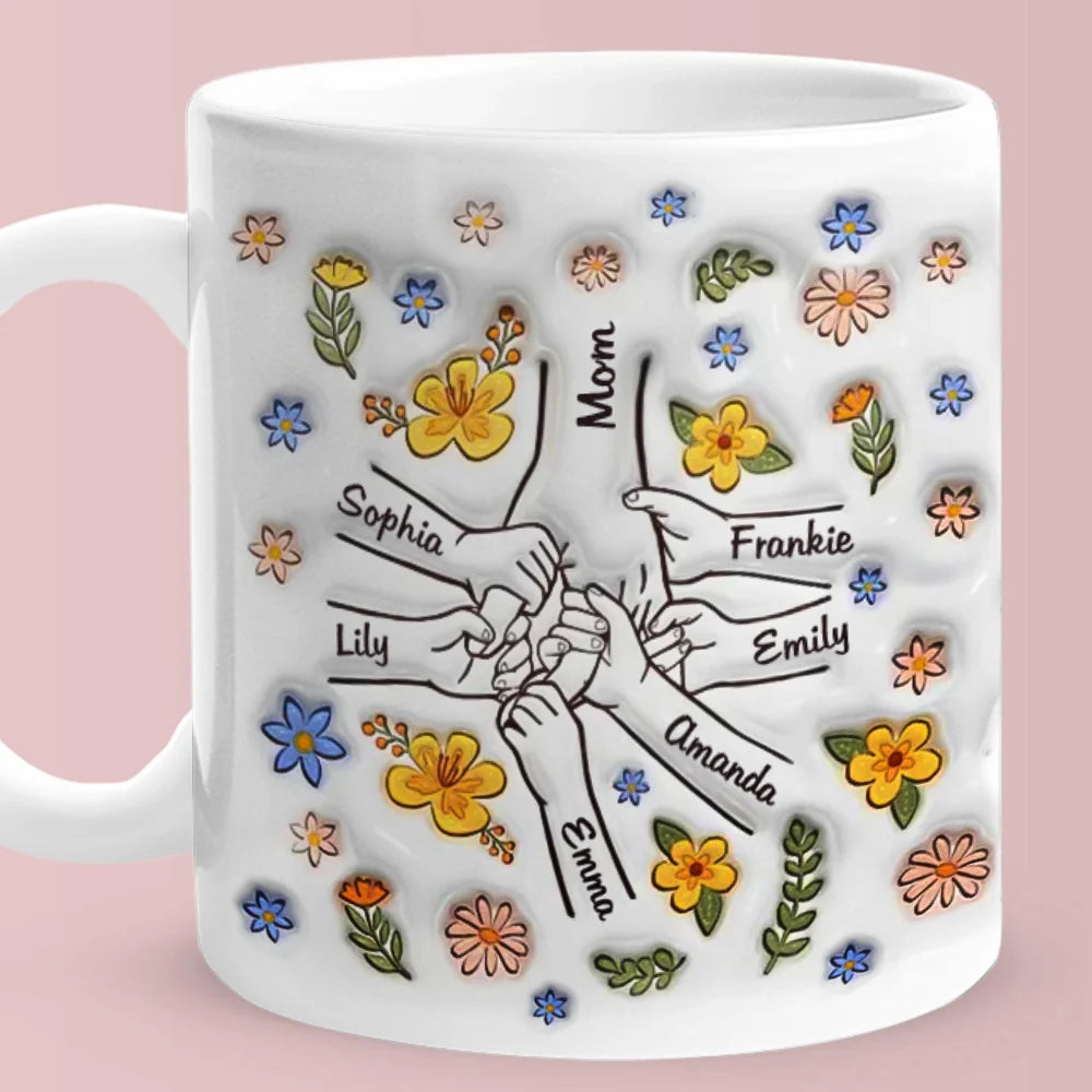 Personalized Custom Name 11 oz Ceramic 3D Pottery Inflated-Effect Coffee Mug – Gift for Mom