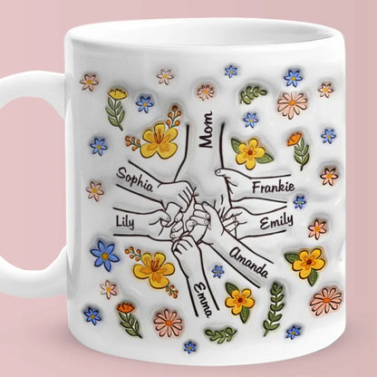 Personalized Custom Name 11 oz Ceramic 3D Pottery Inflated-Effect Coffee Mug – Gift for Mom