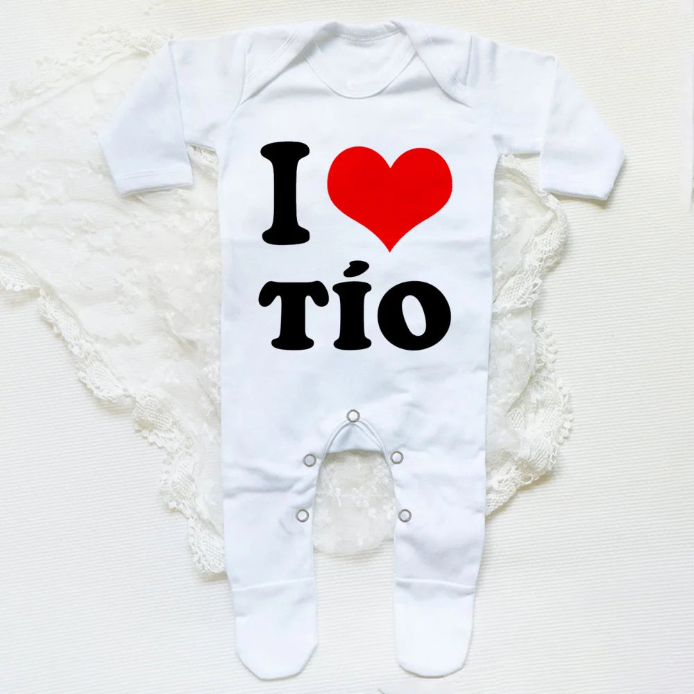 I Love Papa Mama Baby Babygrow Sleepsuit – Cute Coming Home Outfit, Newborn Shower Gift, Boy Girl White Romper, Infant Sleepsuit