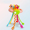 Cartoon Duck Astronaut Pull-String Montessori Sensory Toy – Silicone Teether & Grip Trainer for Babies & Toddlers