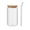 Glass Coffee Mug With Bamboo Lid And Straw - Clear Can-Shaped Drinking Cup