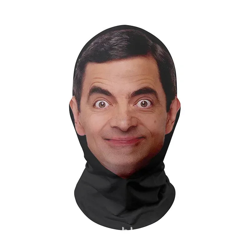 3D Seamless Kids Face Mask – Funny Celebrity Printed Ice Silk Sunscreen Head Scarf, Full-Face Neck Gaiter for Halloween Cosplay & Outdoor Sports (1-Pack)