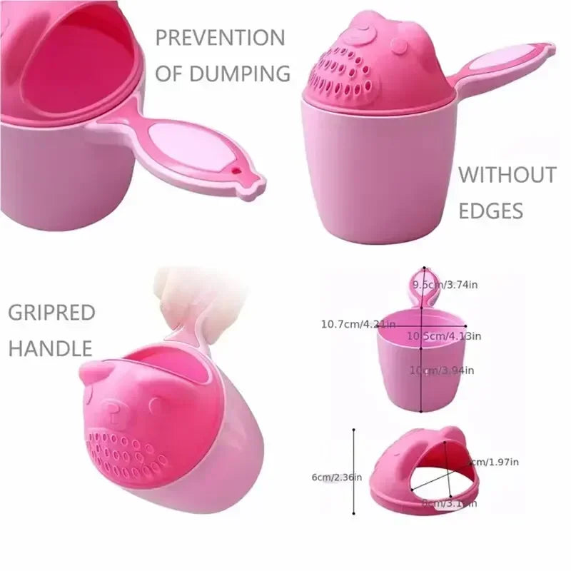Baby Shower Toddler Shampoo Cup Cute Cartoon Baby Bath Spoons with Protect Kid Eyes Child Washing Hair Cup Kids Bathing Tool