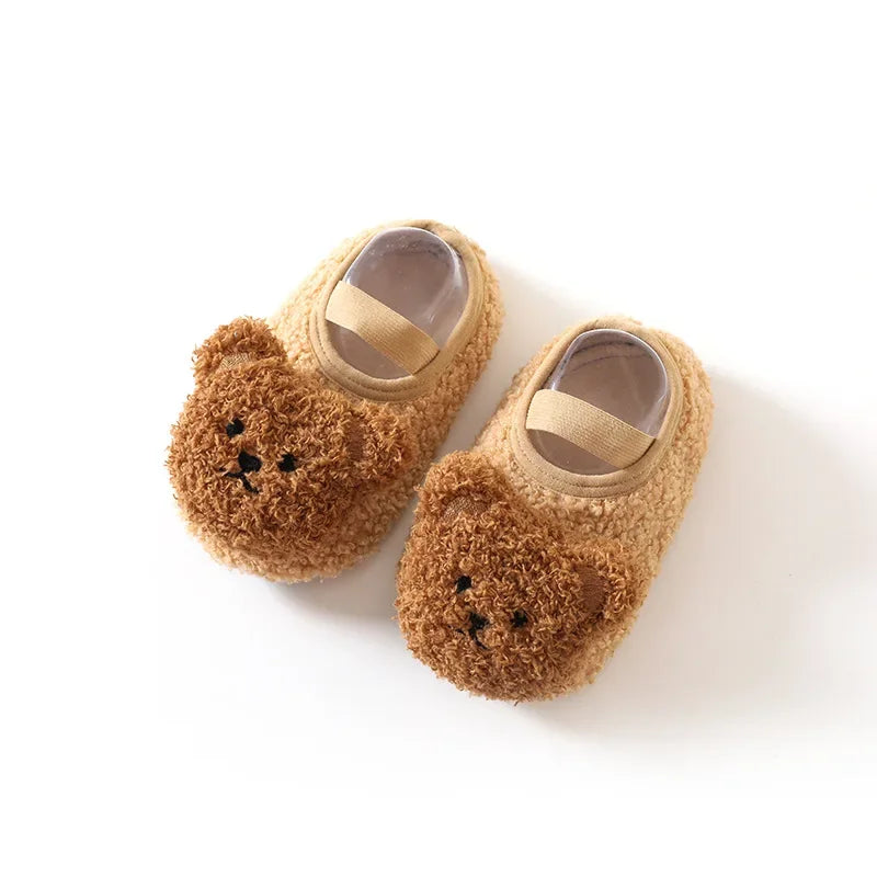Winter Infant Anti-Slip Floor Socks – Soft Bottom Baby Walking Shoes with Cute Cartoon Bear
