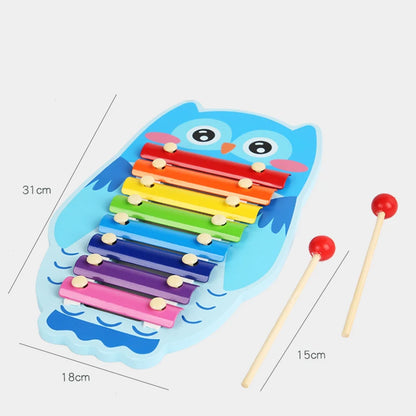 Montessori Wooden 8-Tone Multicolor Xylophone – Wooden Musical Instrument Toy for Babies and Kids, Promoting Early Learning, Motor Skills, and Cognitive Development through Puzzles and Music Play.