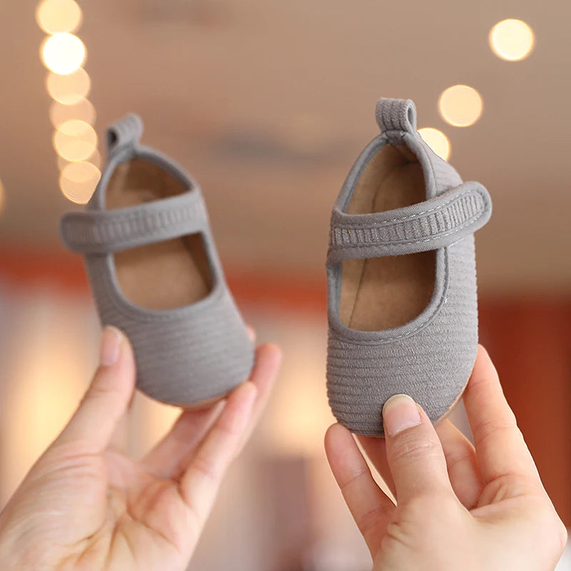 Khaki Baby Casual Shoes 0-18M Infant Toddler Bowknot Non-Slip Rubber Soft-Sole Flat PU First Walker Newborn Mary Janes