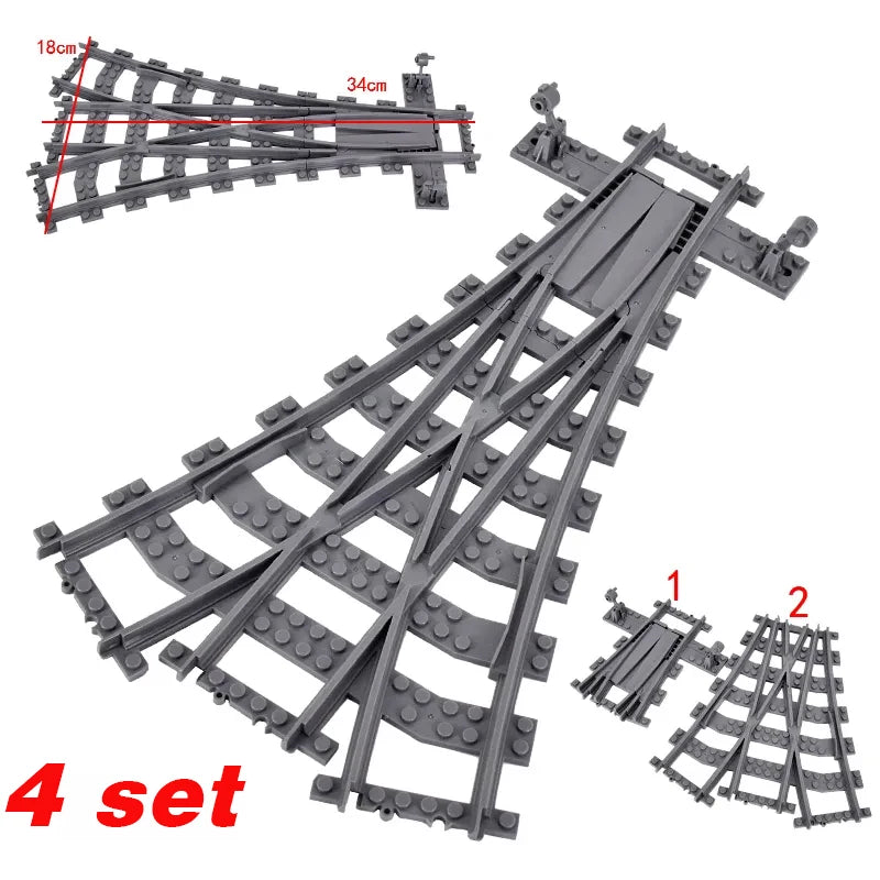 City Trains Flexible Tracks – Soft Straight, Curved Rails, and Switch Building Block Railways Toy for Kids