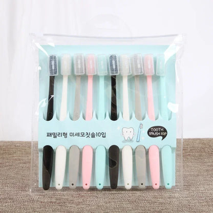 10Pcs Set Kids & Adults Soft Bristle Toothbrush, Cute Design Travel Training Dental Care Toothbrush