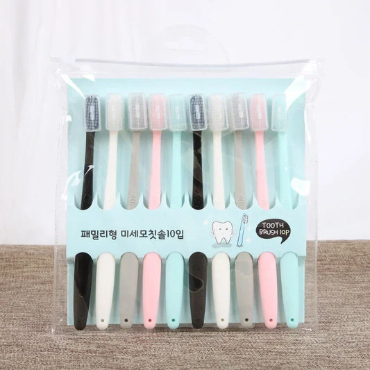 10Pcs Set Kids & Adults Soft Bristle Toothbrush, Cute Design Travel Training Dental Care Toothbrush