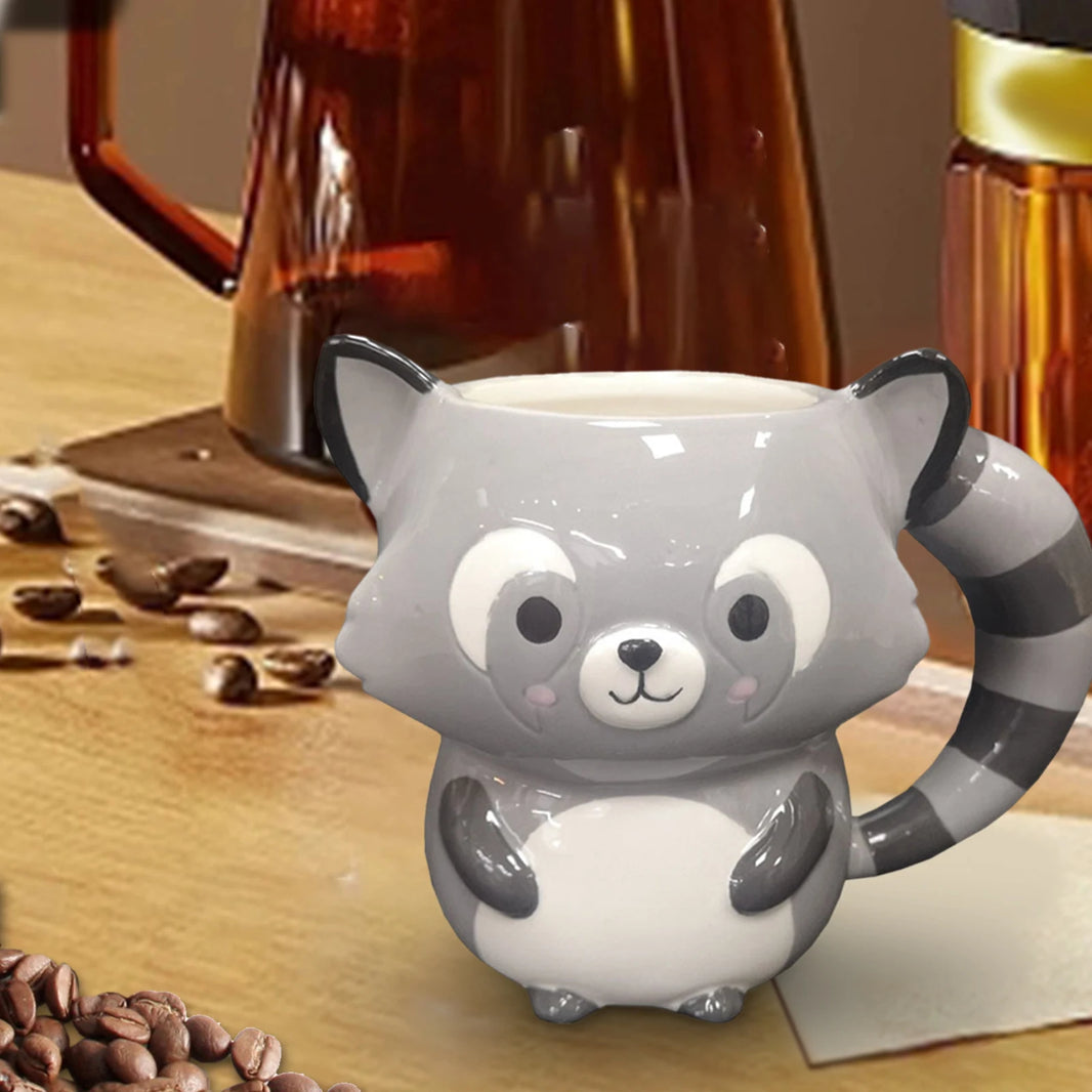 Kids Ceramic Animal Mug with Handle – Heat-Resistant 400–500ml (13.5–16.9 fl oz) Cartoon Bear & Panda Milk Cup