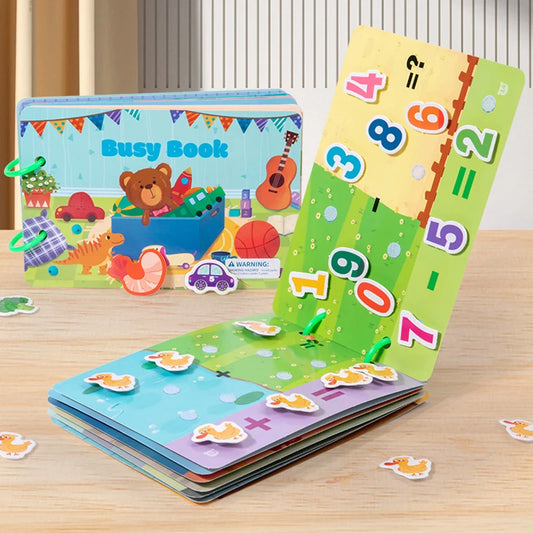 Montessori Reusable Sticker Busy Card Book – Numbers Matching Puzzle Game for Kids Educational Toy