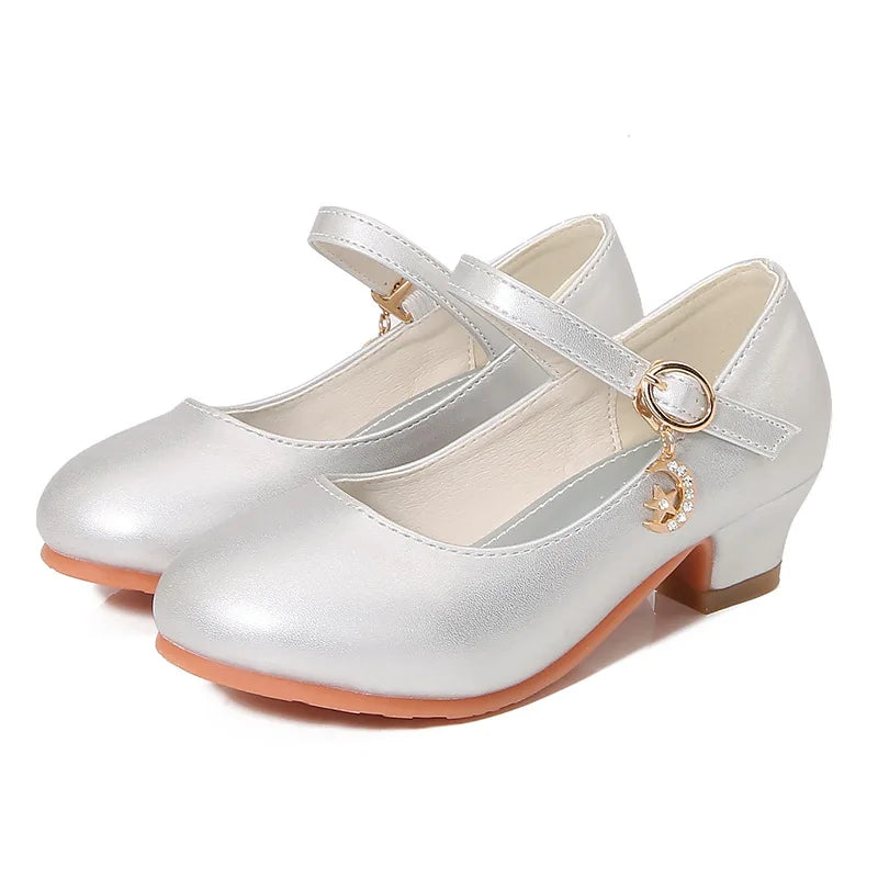 High Heels Girls’ Shoes – Formal Occasion Bridesmaid Ceremony Princess Party Sandals, White & Black School Sandals for Girls