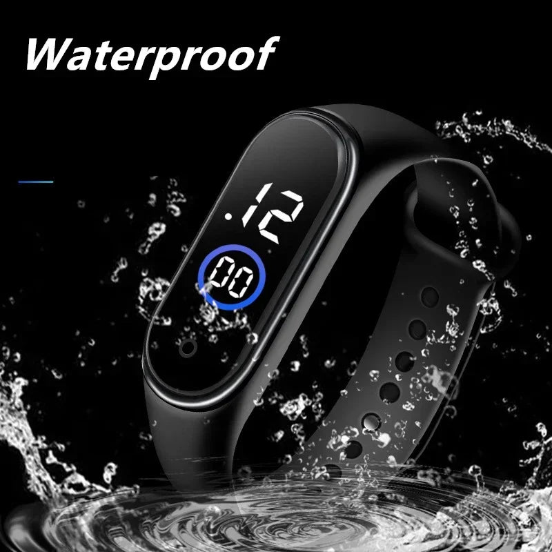 Fashion Kids Sports Waterproof LED Digital Watch Two-Tone Silicone Strap for Teen Boys and Girls