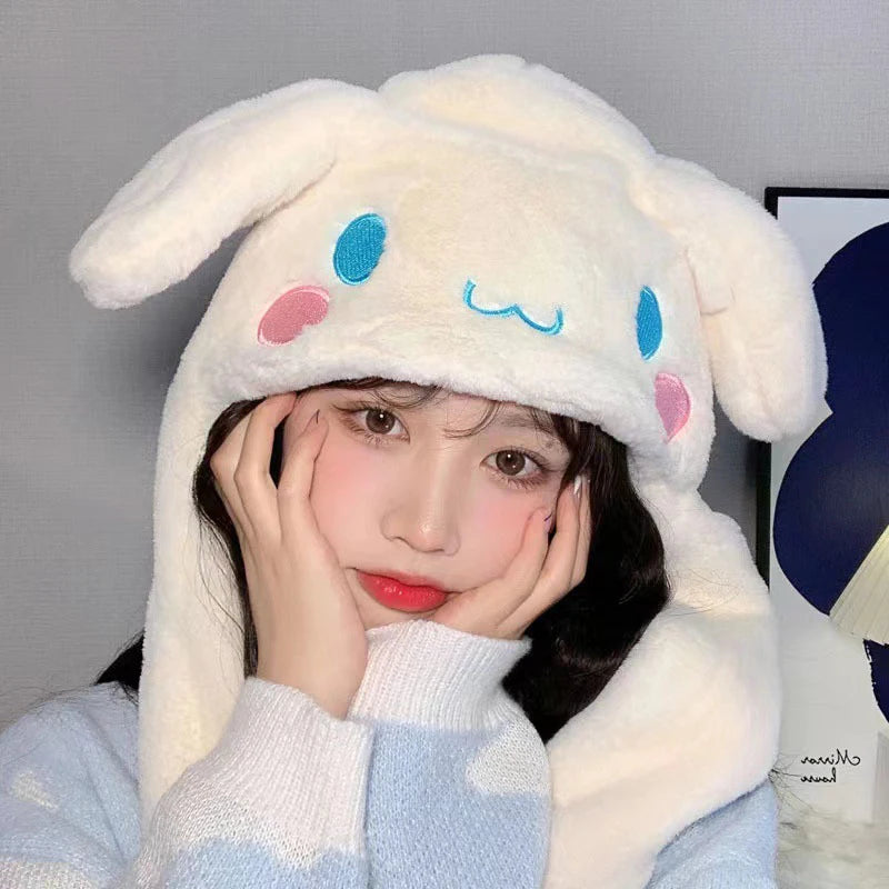 Sanrio MINISO Kawaii Ear-Moving Plush Hat - My Melody, Cinnamoroll & Kuromi Cosplay Cap
