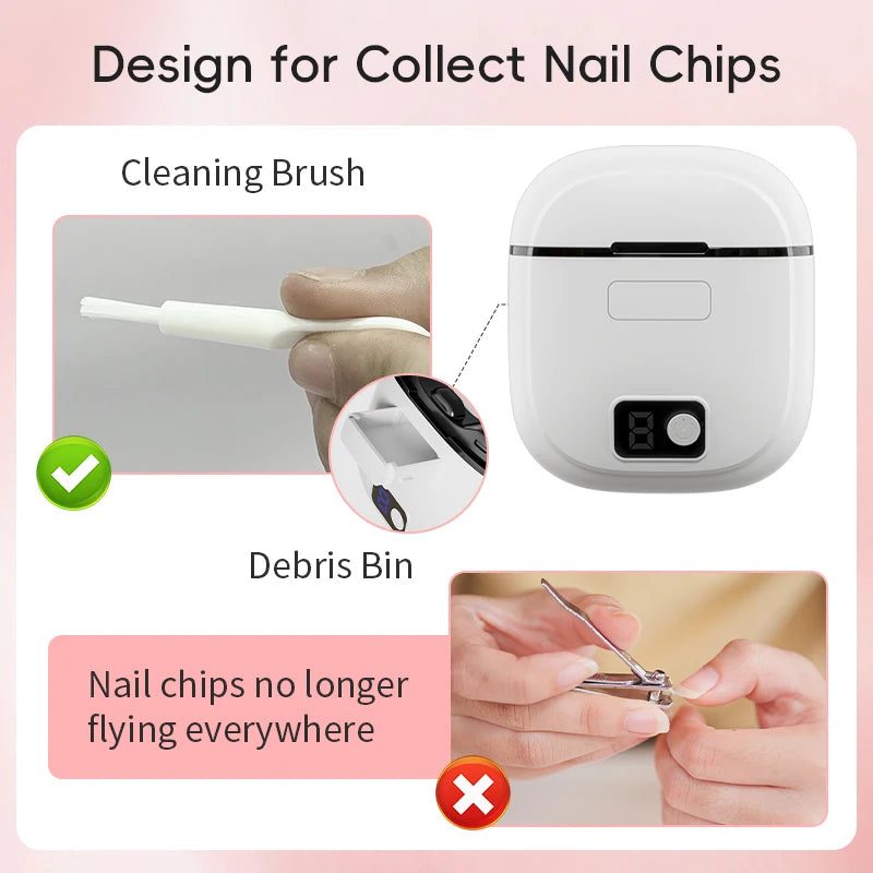 Electric Nail Clipper with 3 Speed Levels, LCD Light, USB Charging, and Nail Storage for Adults, Seniors, Babies, and Kids