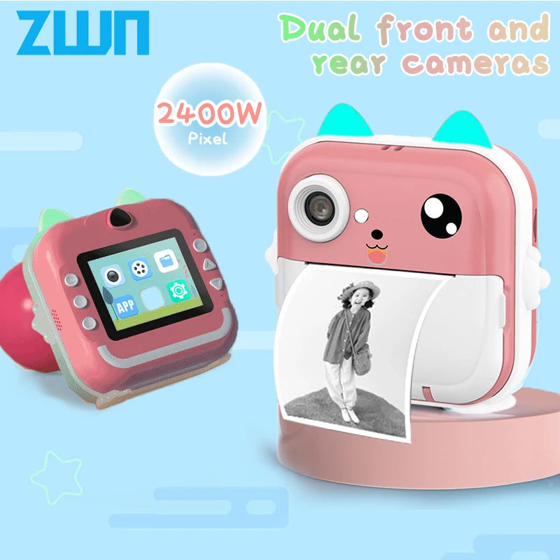 Children's 1080P HD Digital Camera with Instant Thermal Print, Photo and Video, Includes 32GB Memory Card