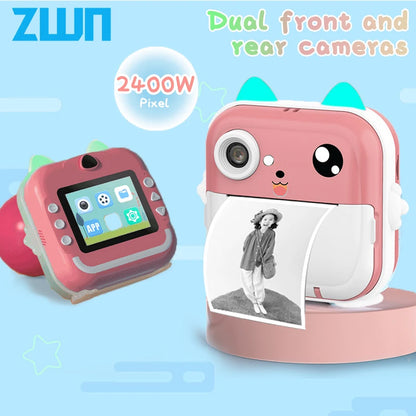 Children's 1080P HD Digital Camera with Instant Thermal Print, Photo and Video, Includes 32GB Memory Card