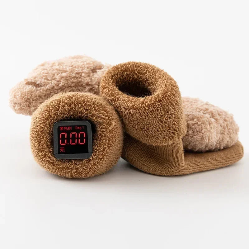 Cute Cartoon Bear Baby Socks for Boys & Girls – Soft Cotton Anti-Slip Winter Toddler Socks