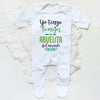 I Have The Best Grandmother in The World Letter Print Baby Sleepsuit – Long Sleeve Casual Soft Infant Romper, Round Neck Jumpsuit